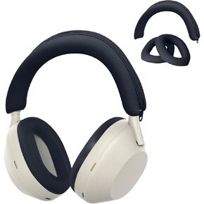 طقم غطاء رأس ووسائد أذن من السيليكون من kwmobile متوافق مع هاتف Sony WH-1000XM5 - أغطية - بيج