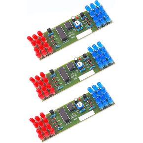 3 Set Electronic Flashing Lights Practice Board LED NE555 CD4017 IC LED Electronic Lights Kits Red Blue Dual-Color DIY Kit Strobe Electronic Suit Flashing Lights Components DIY