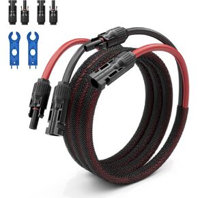 10FT Solar Panel Extension Cable Pure Copper Twin Wire 10AWG Solar Extension Cable with Sheath, Solar Cable for Solar Panels IP67 Flame Retardant Abrasion Resistant (10AWG 10FT)