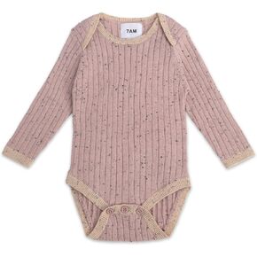7AM Baby Long Sleeve Bodysuit - Hug Me Collection Unisex Newborn & Kids One-Piece Bodysuit, Ribbed Knit Design | Soft & Comfy