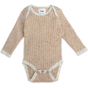 7AM Baby Long Sleeve Bodysuit - Hug Me Collection Unisex Newborn & Kids One-Piece Bodysuit, Ribbed Knit Design | Soft & Comfy