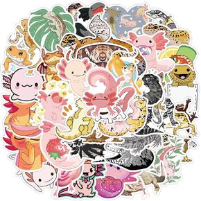 50 Pcs Cute Reptile Animal Stickers Pack for Kids Teens Adults, Waterproof Vinyl Cartoon Reptile Animal Stickers and Decals for Water Bottles Laptop Phone Motorcycle Computer Guitar Skateboard