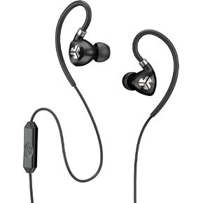 JLab Audio Fit2 Sport Wired Earbuds | Sport Fit with Customizable Memory Wire Earhook | IPX5 Waterproof & Sweatproof | C3 Sound with Titanium Drivers | Black