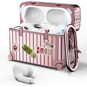 AirPods Pro 2 Case Cover, KOREDA Cute Funny Suitcase Design Case for Airpods Pro 2nd Generation/1st Generation (2023/2022/2019), Fashion Protective Hard Case for Women Men with Keychain