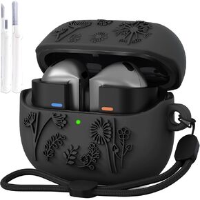 متوافق مع حافظة Samsung Galaxy Buds 3 وGalaxy Buds 3 Pro، غطاء واقٍ من السيليكون الناعم المقاوم للصدمات ثلاثي الأبعاد مع مجموعة أدوات تنظيف/حبل للرجال والنساء