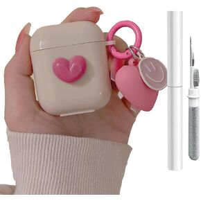 Compatible with Airpods Case Cover with Cleaning Kit, Cute Cartoon Funny Rugged Airpod Cover Shockproof Airpods Protective Case with Keychain for AirPod 1st/2nd Charging Case
