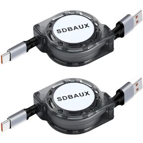 Car Carplay Cable for iPhone 16 15 Pro Max Plus Cable, Retractable USB A to Type C Charger Cord QC 3.0 Fast Charging Data Sync Compatible with Galaxy S23 S22 S10 Note G6 G5 PS5 and More 2-Pack 3.3ft