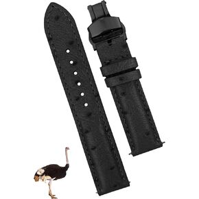 Deployment Clasp Leather Watch Band Men Ostrich Lizard Watch Strap Quick Release Vintage Wristwatch Band Handmade Butterfly Buckle Gift For Him 18mm 19mm 20mm 21mm 22mm