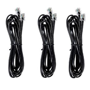 كابل هاتف JMZLY RJ12 سلك RJ12 6P6C ذكر إلى ذكر سلكي مستقيم لكل من استخدام البيانات والصوت باللون الأسود - حزمة 10 أقدام
