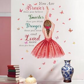 Butterfly Girl Wall Stickers Flower Fairy Wall Decal, Lovely Little Girl Butterfly Wall Decal Sticker Removable DIY Wall Art Sticker for Baby Kids Nursery Girls Bedroom Living Room (Little Girl 3)