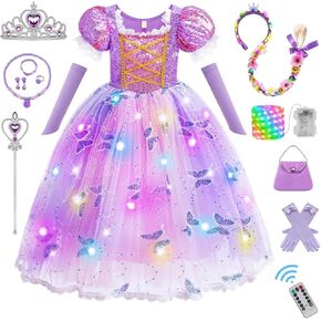 CIYTI Light Up Princess Dresses for Girls Toddler Halloween Birthday Party Girls Costume with Accessories