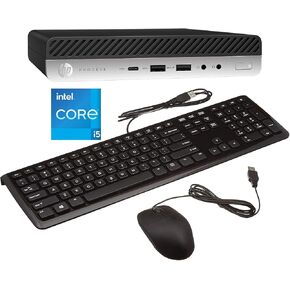 HP Prodesk 600 G3 Mini PC Desktop, Micro Computer, Core 6th Gen i5-6500T 3.1GHz, 16GB RAM, 256GB SSD, Wired Keyboard, 4K Support, Wifi, Bluetooth, Win10 pro (Renewed)