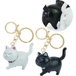 Funny Cute Cat Keychain Key Ring Holder with Hook Animal Kawaii Key Chain