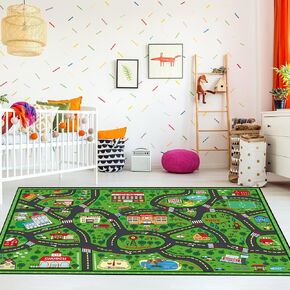 Kids Carpet Playmat Rug Large 6 x 9 Ft Player Car Rug, City Life Traffic Road Map Mat Educational Game Area Rug for Toddler Children Playroom Classroom Bedroom