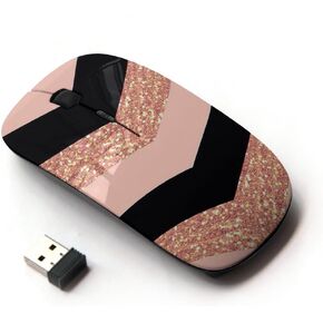 [ Optical 2.4G Wireless Mouse ] Chevron Dress Fashion Glitter Gold Pattern