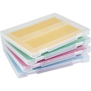 6 Pack A4 Paper Storage Box, 8.5 x 11 Plastic Portable Project Case for US letter Size, Plastic Multi-Purpose Thick Scrapbook Storage Box for Office,Craft or Art Supplies