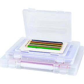 6 Pack A4 Paper Storage Box, 8.5 x 11 Plastic Portable Project Case for US letter Size, Plastic Multi-Purpose Thick Scrapbook Storage Box for Office,Craft or Art Supplies