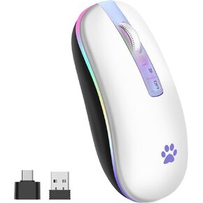 Wireless Mouse, 2.4G Rechargeable Wireless Mouse, Backlit LED Portable Slim Computer Mouse for Laptop, PC, Computer, MacBook, iPad, Chromebook, Notebook in Kuwait