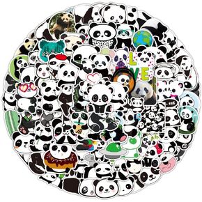 100 Pcs Cute Panda Stickers Pack for Kids Teens Adults, Cartoon Kawaii Panda Waterproof Vinyl Stickers and Decal for Water Bottle, Laptop, Scrapbooking, Skateboard, Car, Luggage, Helmet