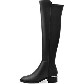 Women Over Knee High Boots Chunky Heel Round Toe Low Heeled Boots with Stretchy Panel for Women Girls Ladies Fall Winter