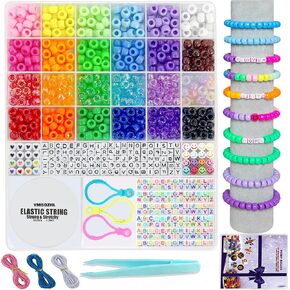 YMSDZHL 1000PCS Bracelet Making Kit, Friendship Jewelry Necklace Bracelet kit 24 Colors 9mm Pony Beads for Bracelet Making Beads, Letter Bead for Jewelry Making, DIY Crafts Gifts for Girls Adults