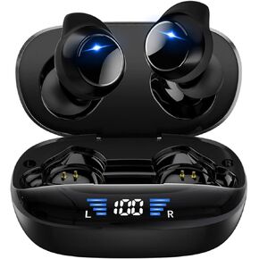 True Wireless Earbuds Bluetooth 5.3 Ear buds for iPhone Android TWS Waterproof IPX7 Earbuds in Ear Headphones for Sports Workout Running Gym Wireless Bluetooth Deep Bass Earphones with Microphone