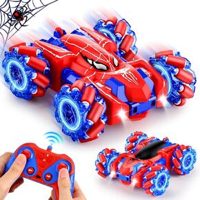 Spider Remote Control Car, Double Sided 360°Rotating 4WD Off-Road RC Stunt Cars with Headlights, 2.4Ghz Indoor Outdoor Rechargeable Toys Car for Boys KDS Age 4-6 5-7 6-8 8-12 Birthday Gift