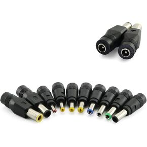10pcs Laptop DC Power Adapter Kits Universal 5.5 mm x 2.1 mm Power Adapter Tips Connector for Computer Notebook Power Supply Male Plug Converter