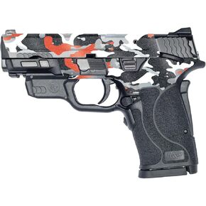 MightySkins Glossy Glitter Skin Compatible with Smith & Wesson M&P 9mm Shield EZ M2.0 - Red Camo | Protective, Durable High-Gloss Glitter Finish | Easy to Apply | Made in The USA