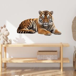 Lifelike Lying Tiger Wall Decal Nursery Jungle Animal Wall Sticker Removable Peel and Stick Wall Art Decor for Kid Baby Classroom Preschool Living Room Playroom Bedroom School