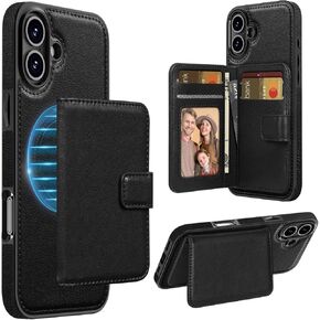 LOHASIC Magnetic Cases for iPhone 16 Pro Max 6.9" with Detachable Wallet, RFID Blocking Leather Case with Flip 4+ Card Holder Protective Women Men Cover Compatible with MagSafe 2024, Black