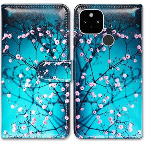 Bcov Case for Google Pixel 5, Cute Dragonfly Leather Flip Phone Case Wallet Cover with Card Slot Holder Kickstand for Google Pixel 5
