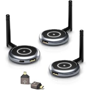 AIMIBO Wireless HDMI Transmitter and 2 Receivers, 5.8G, 60Hz, 165FT/50M, Support Multiple TVs, Touch Screen App Mirror, HDMI Wireless Extender for Laptop, Camera, TV Box to TV, Projector, Monitor