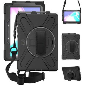 ZenRich Galaxy Tab Active4 Pro 2022/Galaxy Tab Active Pro 2019 10.1" Case (SM-T630/T638/T540/T547) with S Pen Holder, Rugged Heavy Duty Shockproof Case with Kickstand Hand Strap Shoulder Belt, Black