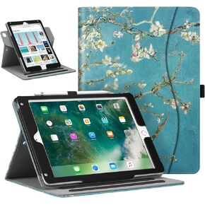 Fintie Case for iPad 9.7" 2018/2017, iPad Air 2 / iPad Air - [Corner Protection] 360 Degree Rotating Smart Stand Cover with Pocket, Pencil Holder, Auto Sleep/Wake for iPad 6th / 5th Gen, Blossom