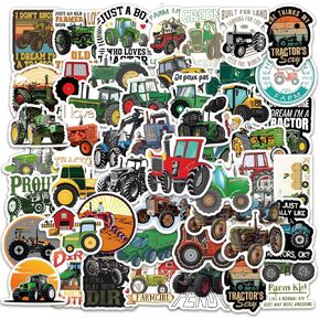 60pcs FarmTractor Stickers Vinyl Waterproof Aesthetic Cartoon Agrimotor Decals Stickers for Laptop Water Bottles Skateboard Book Scrapbook Luggage Decals Choice for Adults, Teens, Kids