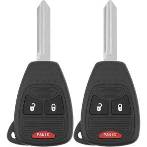 Key Fob fits for 04-09 Dodge Durango/ 05-11 Dakota/ 06-09 Ram/ 08-14 Avenger/ 07-12 Caliber Nitro/ 06-17 Wrangler/ 07-16 Compass Patriot/ 2006-2010 Chrysler PT Cruiser/ 07-09 Aspen Sebring,2Pcs