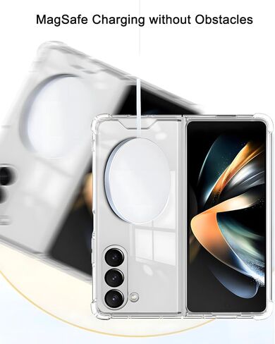 Clear Magnetic Case for Samsung Galaxy Z Fold 5 [Compatible with MagSafe Accessories] Slim Shockproof Magnetic Case Anti-Yellow Transparent Mag-Safe Phone Case Cover for Z Fold 5 in Saudi Arabia