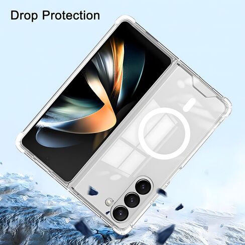 Clear Magnetic Case for Samsung Galaxy Z Fold 5 [Compatible with MagSafe Accessories] Slim Shockproof Magnetic Case Anti-Yellow Transparent Mag-Safe Phone Case Cover for Z Fold 5 in Saudi Arabia