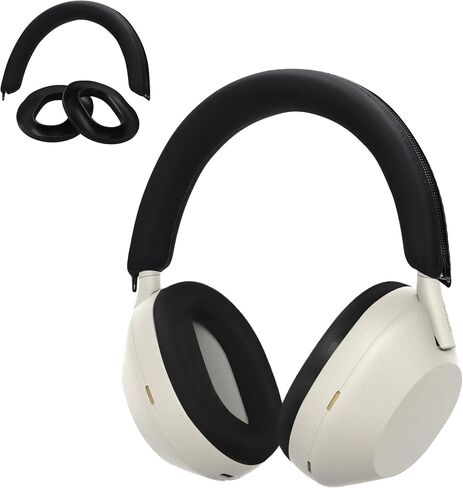 kwmobile Silicone Headband and Ear Pads Cover Set Compatible with Sony WH-1000XM5 - Covers - Beige in Saudi Arabia