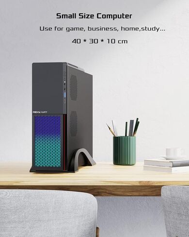 كمبيوتر مكتبي كمبيوتر شخصي 16 جيجا رام 512 جيجا اس اس دي معالج كور i7-4765T مع 2.4 جيجا/5 جيجا/6 جيجا واي فاي 6E بلوتوث 5.3، حجم صغير وإضاءة RGB، لوحة مفاتيح ماوس in Kuwait