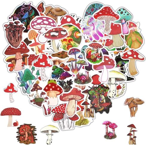 150 قطعة من ملصقات الفطر الملونة من SourceTon، ملصقات مقاومة للماء، جميلة، ملصقات ذاتية اللصق على شكل فطر لطيف لصنع بطاقات القصاصات وأكواب الماء للكمبيوتر المحمول in Kuwait