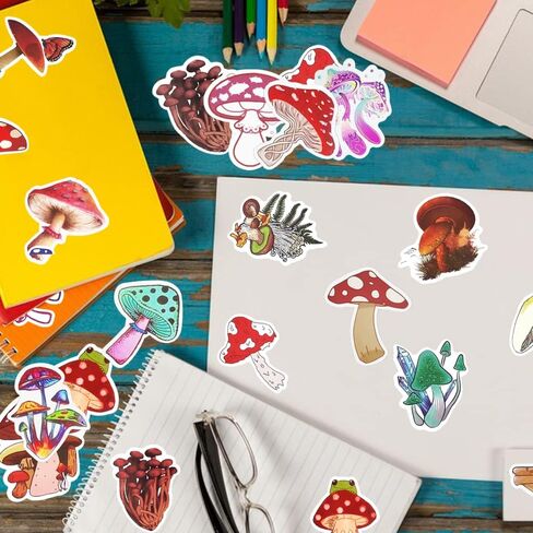 150 قطعة من ملصقات الفطر الملونة من SourceTon، ملصقات مقاومة للماء، جميلة، ملصقات ذاتية اللصق على شكل فطر لطيف لصنع بطاقات القصاصات وأكواب الماء للكمبيوتر المحمول in Kuwait