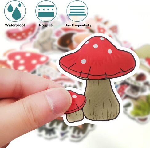 150 قطعة من ملصقات الفطر الملونة من SourceTon، ملصقات مقاومة للماء، جميلة، ملصقات ذاتية اللصق على شكل فطر لطيف لصنع بطاقات القصاصات وأكواب الماء للكمبيوتر المحمول in Kuwait