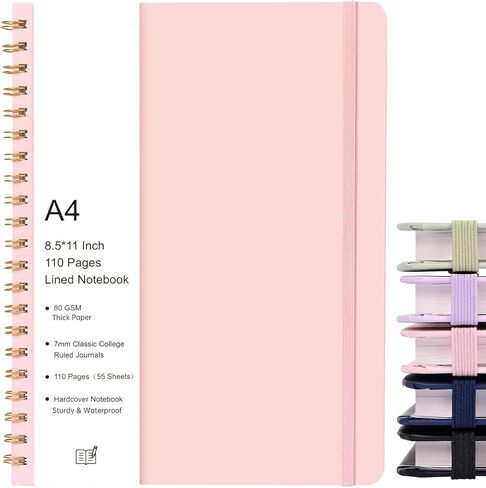 EOOUT 4 Pack Spiral Notebook، دفتر ملاحظات للعمل، دفاتر ملاحظات ذات غلاف فني، مسطر بالكلية، 5.5 بوصة × 8.5 بوصة، 100 ورقة/200 صفحة، 3 موضوعات مع فواصل قابلة للإزالة، للوازم المدرسية، الهدايا in Saudi Arabia