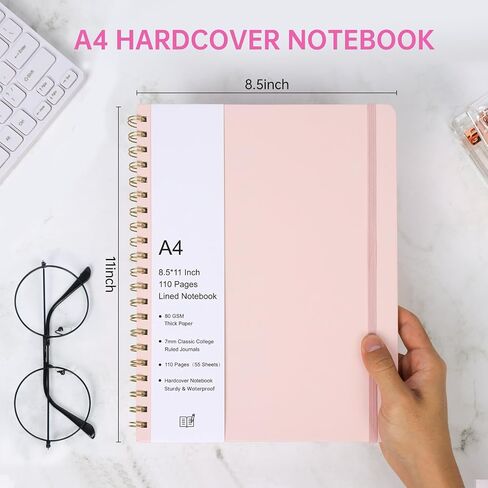 EOOUT 4 Pack Spiral Notebook، دفتر ملاحظات للعمل، دفاتر ملاحظات ذات غلاف فني، مسطر بالكلية، 5.5 بوصة × 8.5 بوصة، 100 ورقة/200 صفحة، 3 موضوعات مع فواصل قابلة للإزالة، للوازم المدرسية، الهدايا in Saudi Arabia