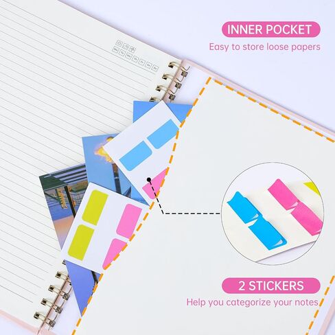 EOOUT 4 Pack Spiral Notebook، دفتر ملاحظات للعمل، دفاتر ملاحظات ذات غلاف فني، مسطر بالكلية، 5.5 بوصة × 8.5 بوصة، 100 ورقة/200 صفحة، 3 موضوعات مع فواصل قابلة للإزالة، للوازم المدرسية، الهدايا in Saudi Arabia