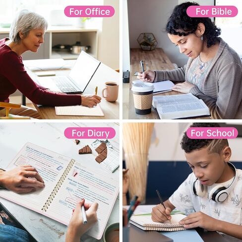 EOOUT 4 Pack Spiral Notebook، دفتر ملاحظات للعمل، دفاتر ملاحظات ذات غلاف فني، مسطر بالكلية، 5.5 بوصة × 8.5 بوصة، 100 ورقة/200 صفحة، 3 موضوعات مع فواصل قابلة للإزالة، للوازم المدرسية، الهدايا in Saudi Arabia