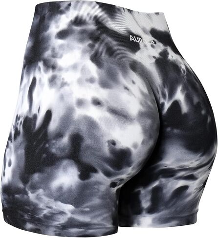 AUROLA Dream Tie Dye Workout Shorts for Women Seamless Scrunch Soft Active Shorts,Purple Fireworks Tie Dye,M in Kuwait