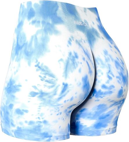 AUROLA Dream Tie Dye Workout Shorts for Women Seamless Scrunch Soft Active Shorts,Purple Fireworks Tie Dye,M in Kuwait
